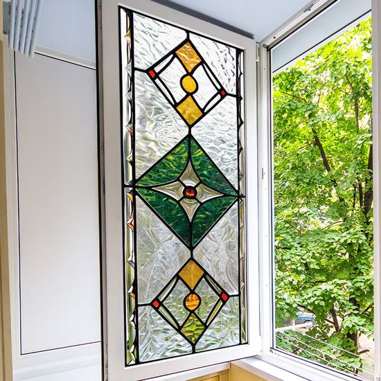 Stained Glass Window Film Vintage Tinted Window Glass With Anti-Peeping ...