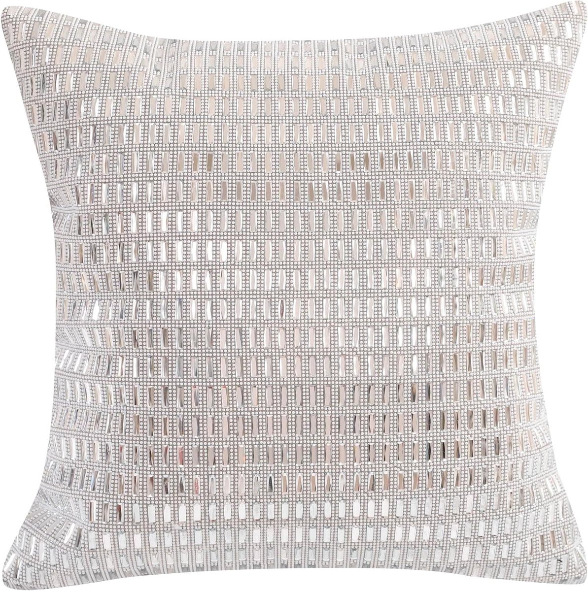 Luxe Kussenhoes - Decoratieve Hoes - Woonkamer Decoratie - Parels en Kristal - 45x45 cm - Zilver Grijs