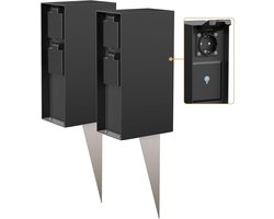 ledscom.de 2 stuks tuincontactdoos POMI met grondpin voor buiten, IP44, Smart Home, WLAN, Alexa, 3-voudig, zwart, vierkant, 23cm