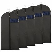 Cheqo® Kledinghoezen Set van 5 - Kledingzak - Kledinghoes - Beschermhoes Kleding - Kostuumhoes - Pakhoes - Kledingzakken - Opberghoes - Jurkhoes - Met Rits - Stofdicht - Kleding Beschermer - Kledingtas - Mottenwerend - Kijkvenster - Zwart