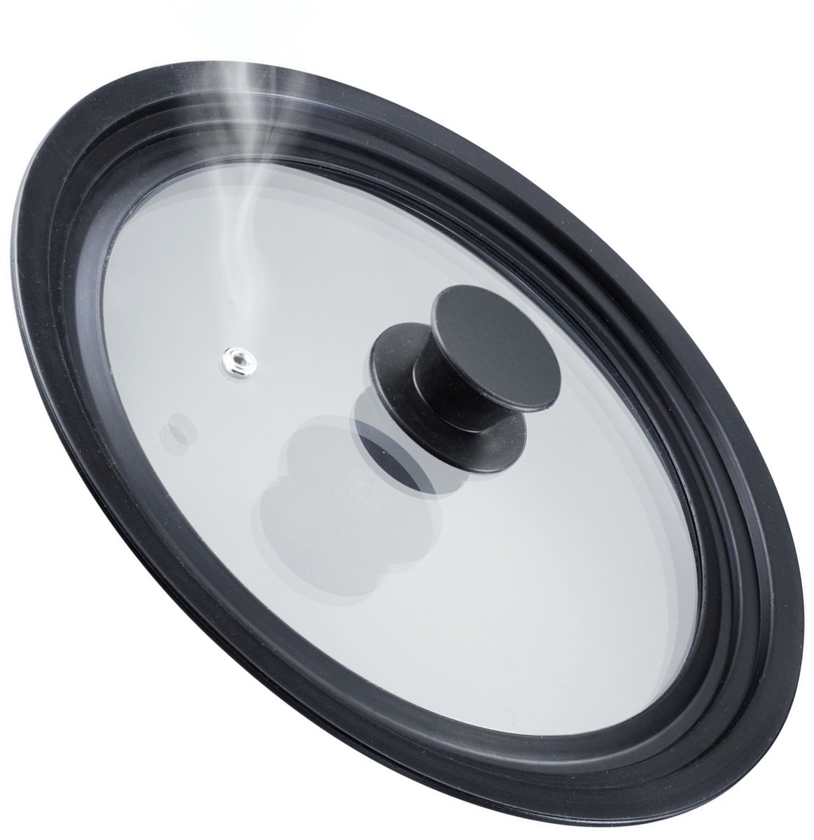 Westmark Universele Deksel mWestmark Universele Deksel met Siliconen Rand – Handig voor potten en pannen met een diameter van 24 – 28 cm, Hittebestendig veiligheidsglas – 290 × 290 × 51 mm