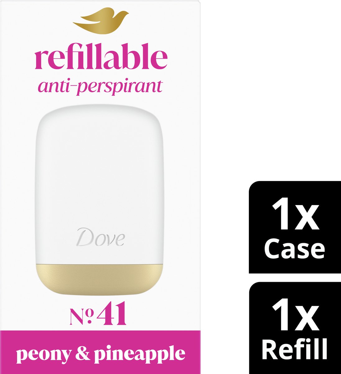 DOVE Anti-Transpirant Refillable Deodorant Starterkit - No. 41 Peony & Pineapple - beschermt tot 72 uur tegen zweet en lichaamsgeur - 35 ml
