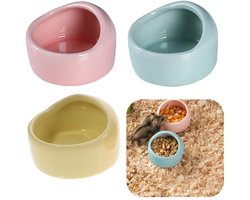 3 stuks voerbakjes voor huisdieren - Hamstervoerbak – Papegaaienvoerbak – Caviawaterbak – Kittenvoerbak – Schuine keramische bakjes – Voor hamsters, chinchilla's, papegaaien, kittens, kleine dieren (6 x 4 cm – Meerdere kleuren)
