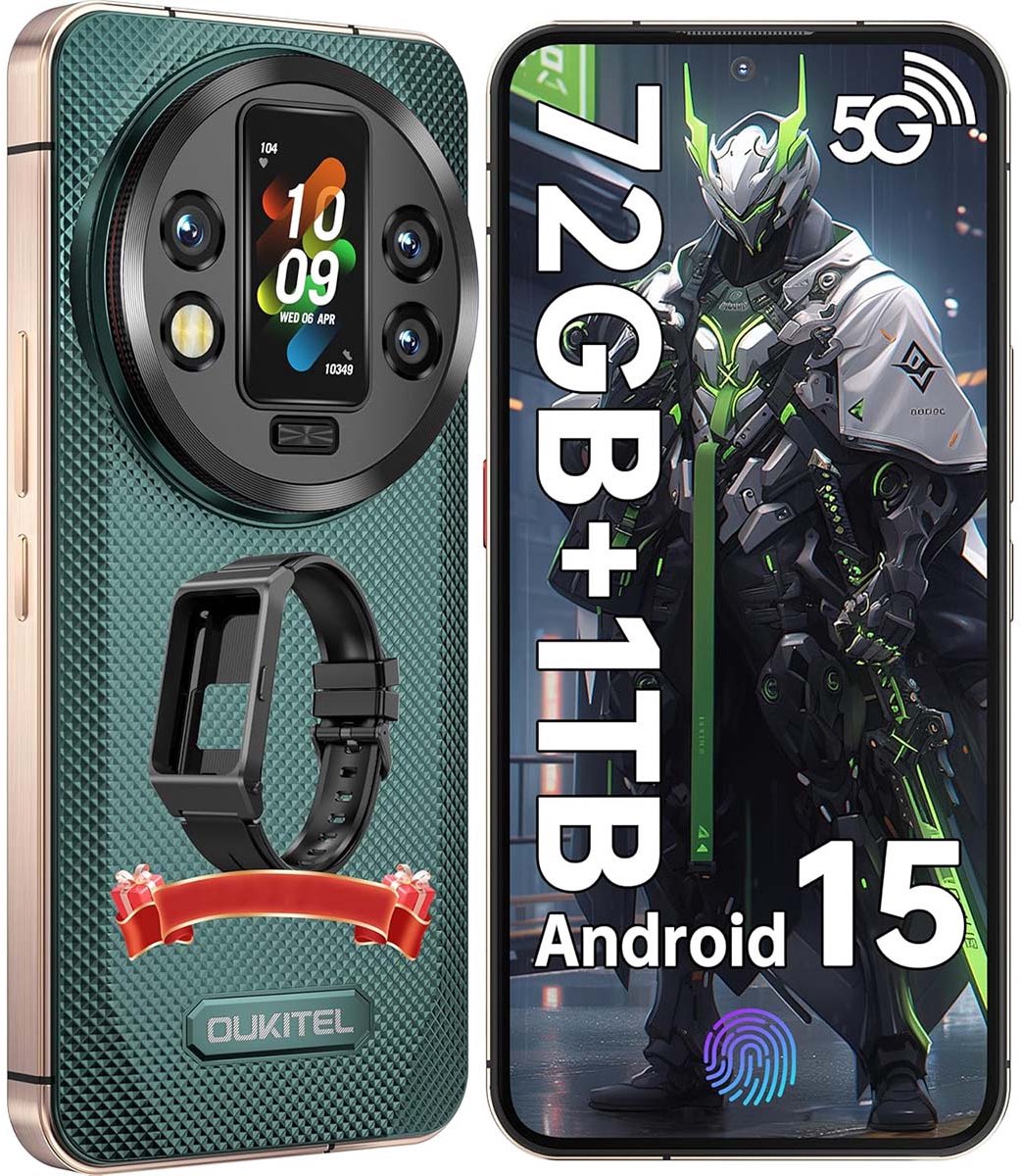 Oukitel WP200 Pro Robuuste Smartphone 5G - IP68/IP69K Outdoor Telefoon - 72GB RAM - 1TB ROM - 6,7 inch 120Hz - 8800mAh 45W - 108MP + 32 MP Camera - GPS NFC - Android 15 - Groen