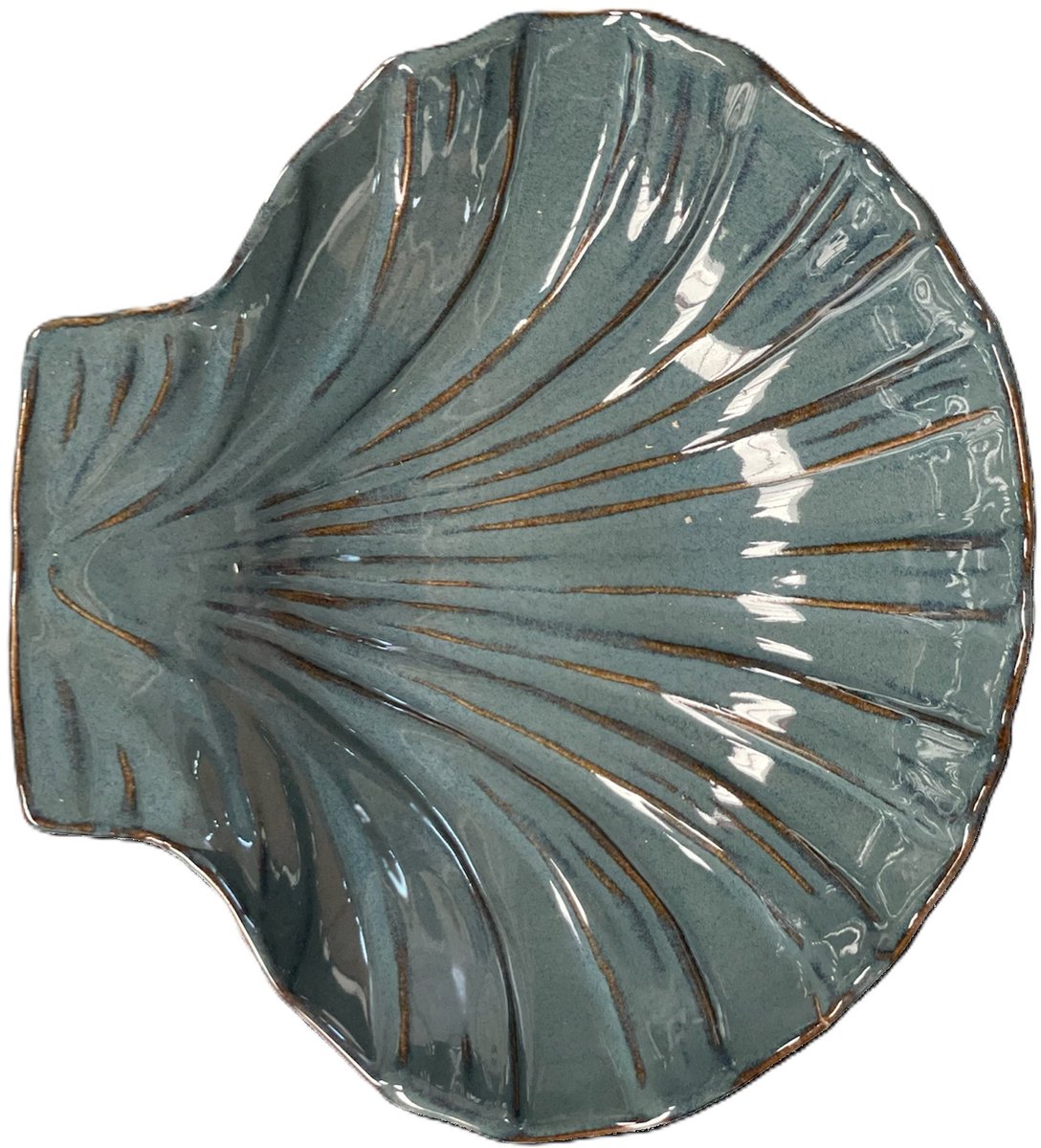 Puro Portugues - serveerschaal - tapas schaaltjes - Sint Jacobsschelp - Coquille St. Jacques - 20x18x4cm - grijsblauw - Portugal - keramiek - aardewerk