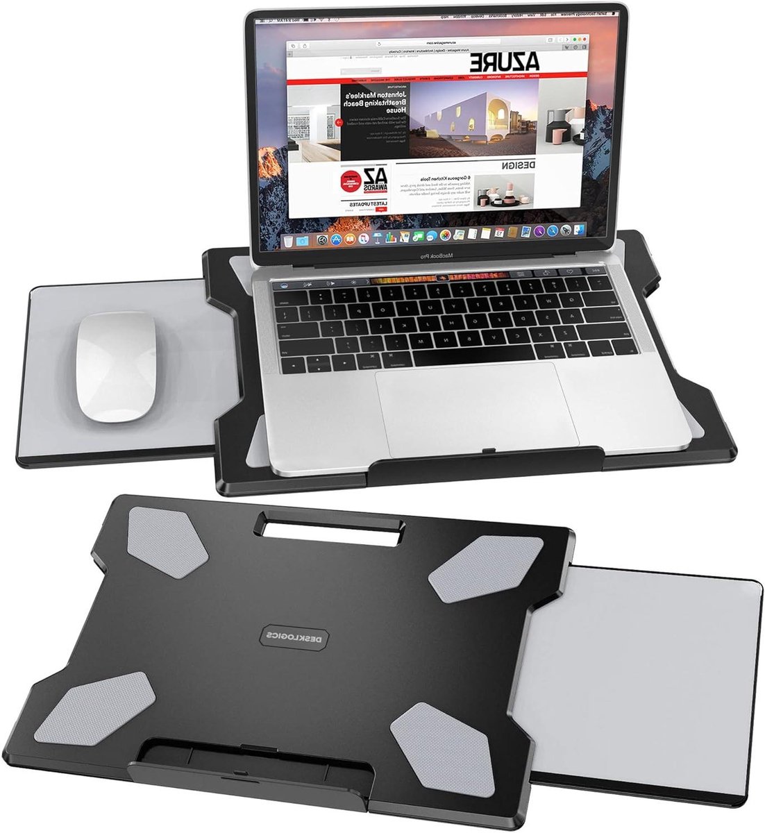 Laptop Lap Desk - Bed Desk Stand - Portable Workspace - Retractable Mouse Pad - 1.5cm Thick - Black
