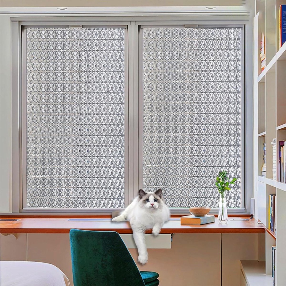 Raamfolie Statisch - Privacyfolie Glas - Warmte Reguleren - Zonder Lijm - 25 x 160 cm - 3D