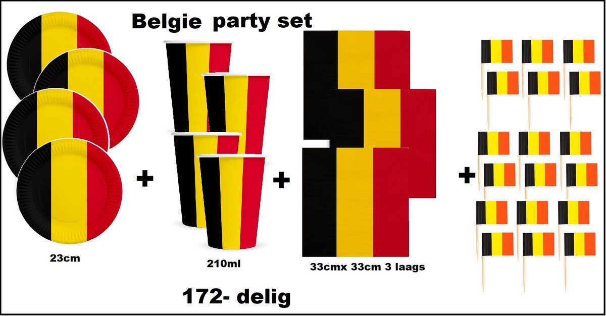 Belgie Party Set 172-delig - Diner thema feest Belgium WK food party