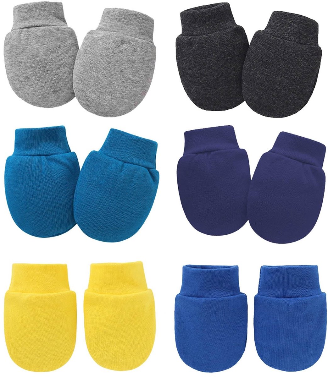 6 Pairs Baby Mittens - Zachte Katoenen Anti-Kras Handschoenen voor Baby's 0-6 Maanden