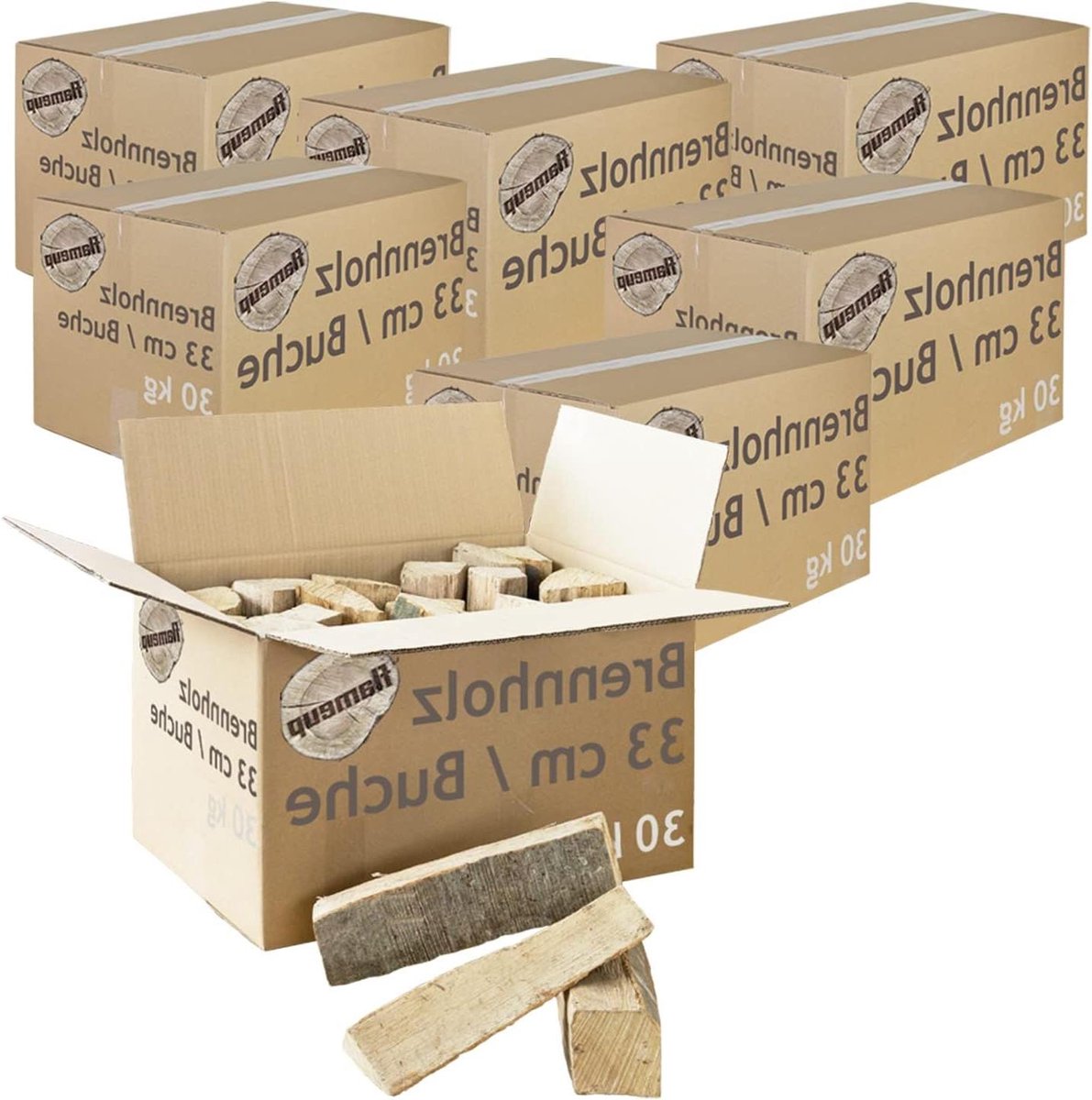 Brandhout Beuken - Haardhout Houtblokken - Open Haard Stoken - Natuurlijk Gedroogd - 33 cm - Bruin