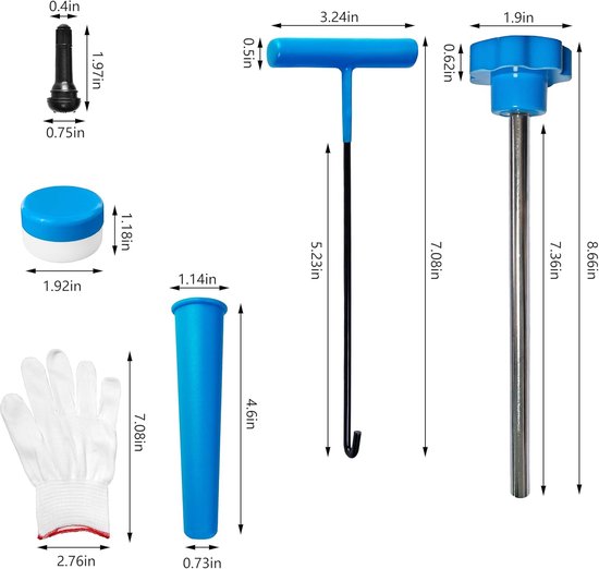 Ventielgereedschap Set - Band Reparatie Kit - Ventiel Stam Vervangen - Inclusief Smeermiddel - 4 Stuks TR414 - Zilver van Merkloos — afbeelding 5