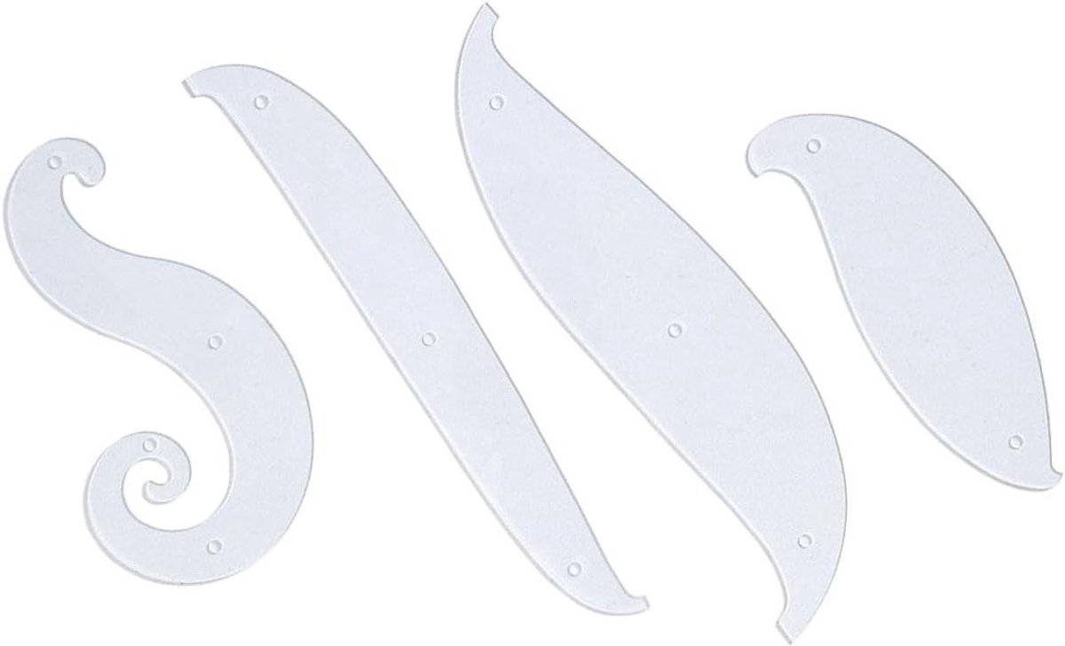 Speciale Curve Liniaal - Tekenhulp Liniaal - Tekenen van Curves - 2 mm Dik - 4 Stuks - Transparant