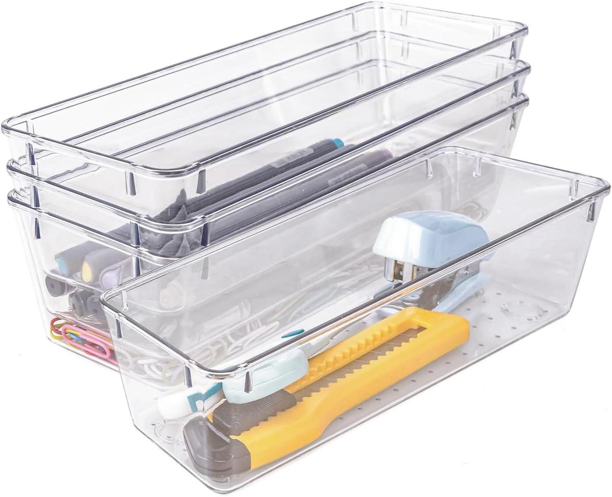 Lade Organizers - Opbergbakjes - Alles Opruimen - Stapelbaar Ontwerp - 4 Stuks - Transparant