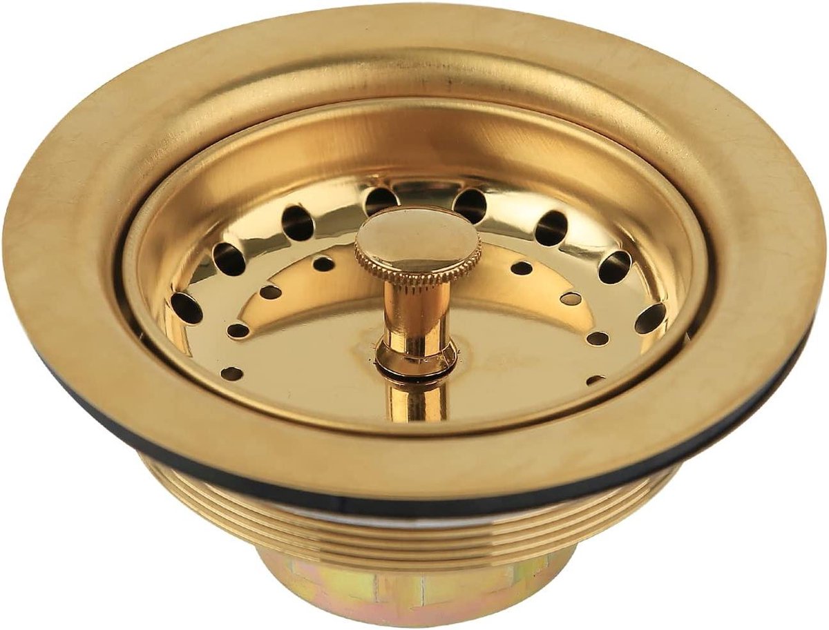 Gootsteenafvoer Keuken - Keukenzeef Afvoer - Water Vangen - Verwijderbare Mand - 35 Inch Universeel - Goud