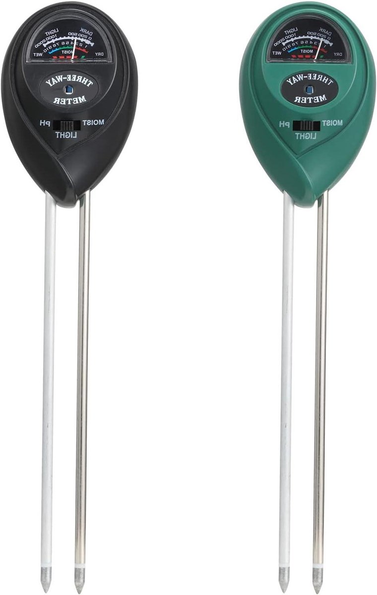 Bodem Tester - Grondmeter Watermeter - Planten Verzorgen - Batterij Aangedreven - 26 cm - Zwart