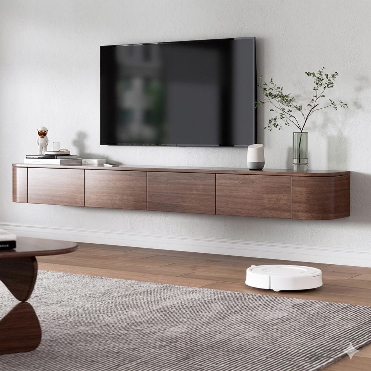 TV Kast Zwevend 160 x 30 x 20 cm met LED Verlichting – Wand TV Meubel met Laden, 250 kg Draagkracht, Kabelmanagement & Moderne Opbergruimte – Bruin – Urbanhome
