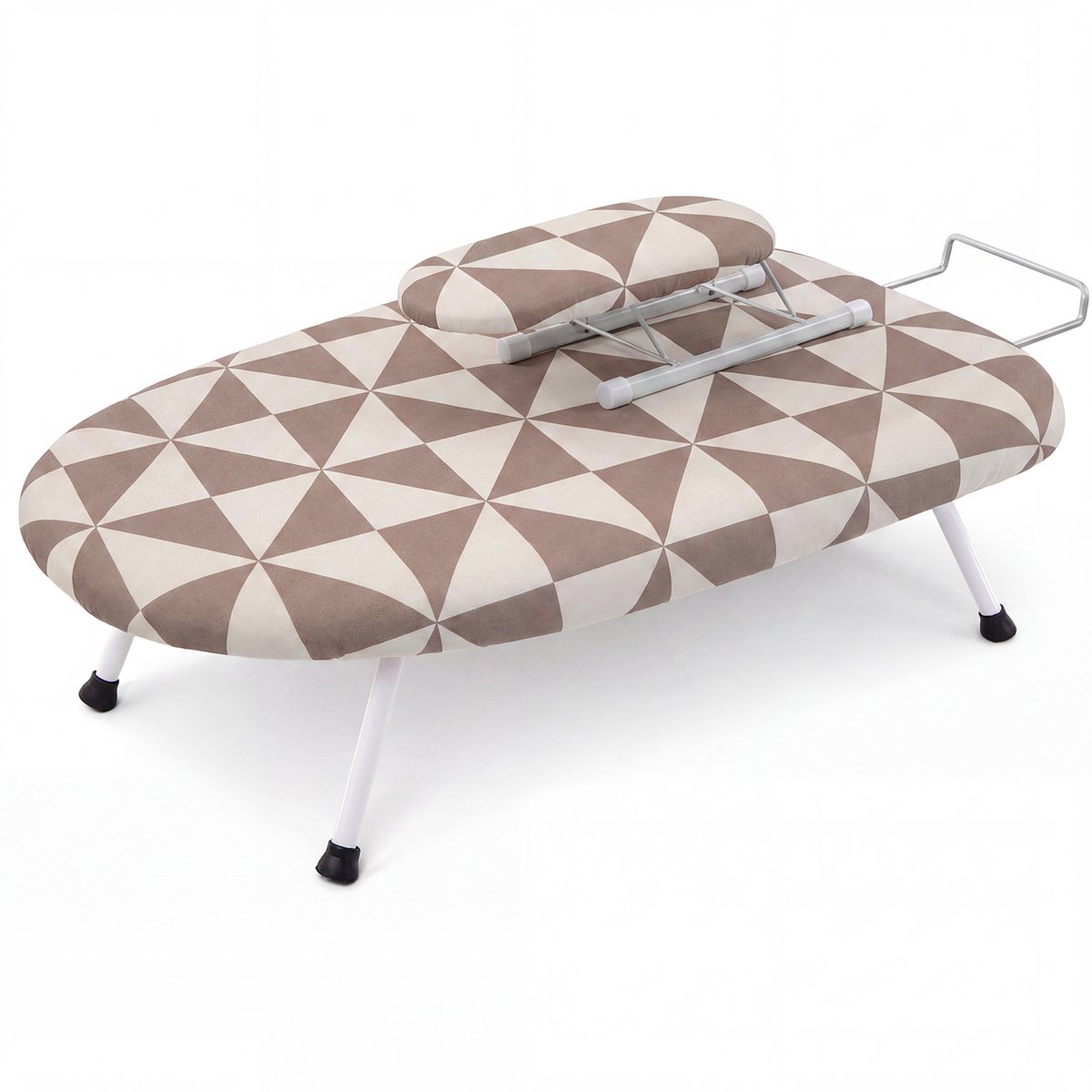 MIRO® Opvouwbare Strijkplank - Tafelstrijkplank - Met Strijkijzerhouder - Camping- Mini Strijkplank - Strijkplanken - Inclusief Mouwplankje - Bruin