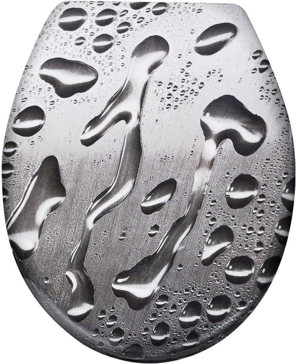 Toiletbril met softclose - WC-deksel antibacterieel - Stil toiletgebruik - Krasbestendig duroplast - Universele maat 45.5 cm - Water