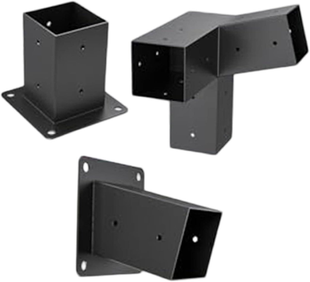 Pergola Bevestigingsset - Houten Paalhouder - Pergola Bouwen - Schuine Dak Montage - Voor 10x10cm Palen - Zwart