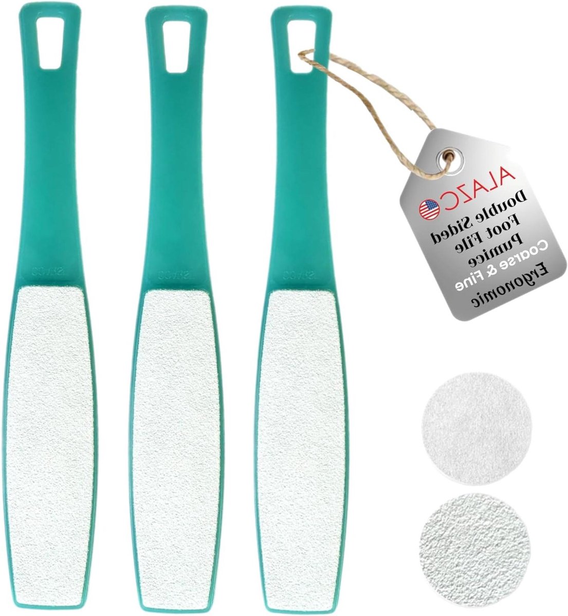 Voetvijl Dubbelzijdig - Puimsteen Rasp - Voeten Zacht Maken - Ergonomisch Handvat - 25 cm - Grijs