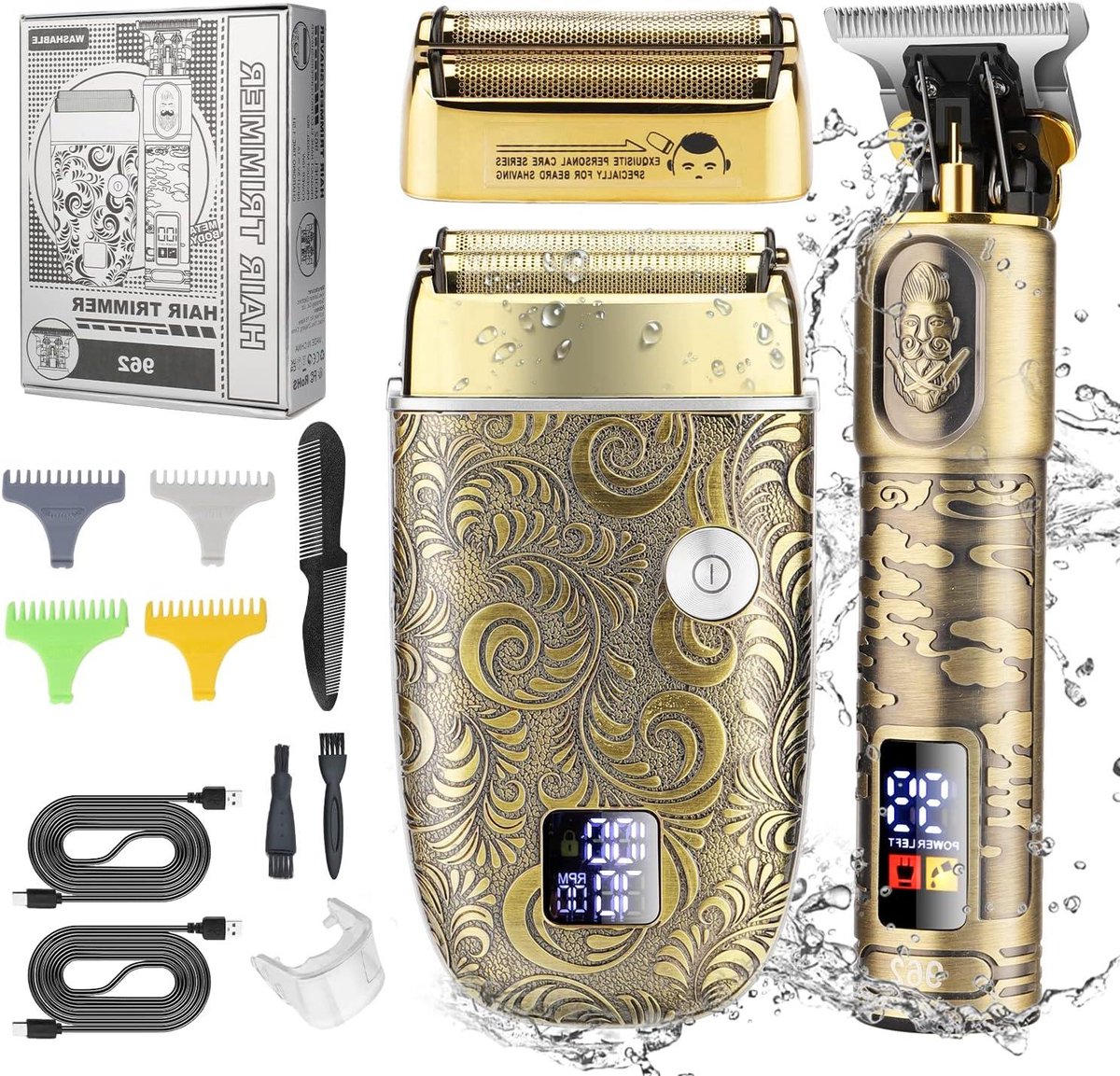 Scheerapparaat en Tondeuse Set - Baard Trimmer Kit - Haar en Baard Trimmen - Dubbele Folie & T-Blade