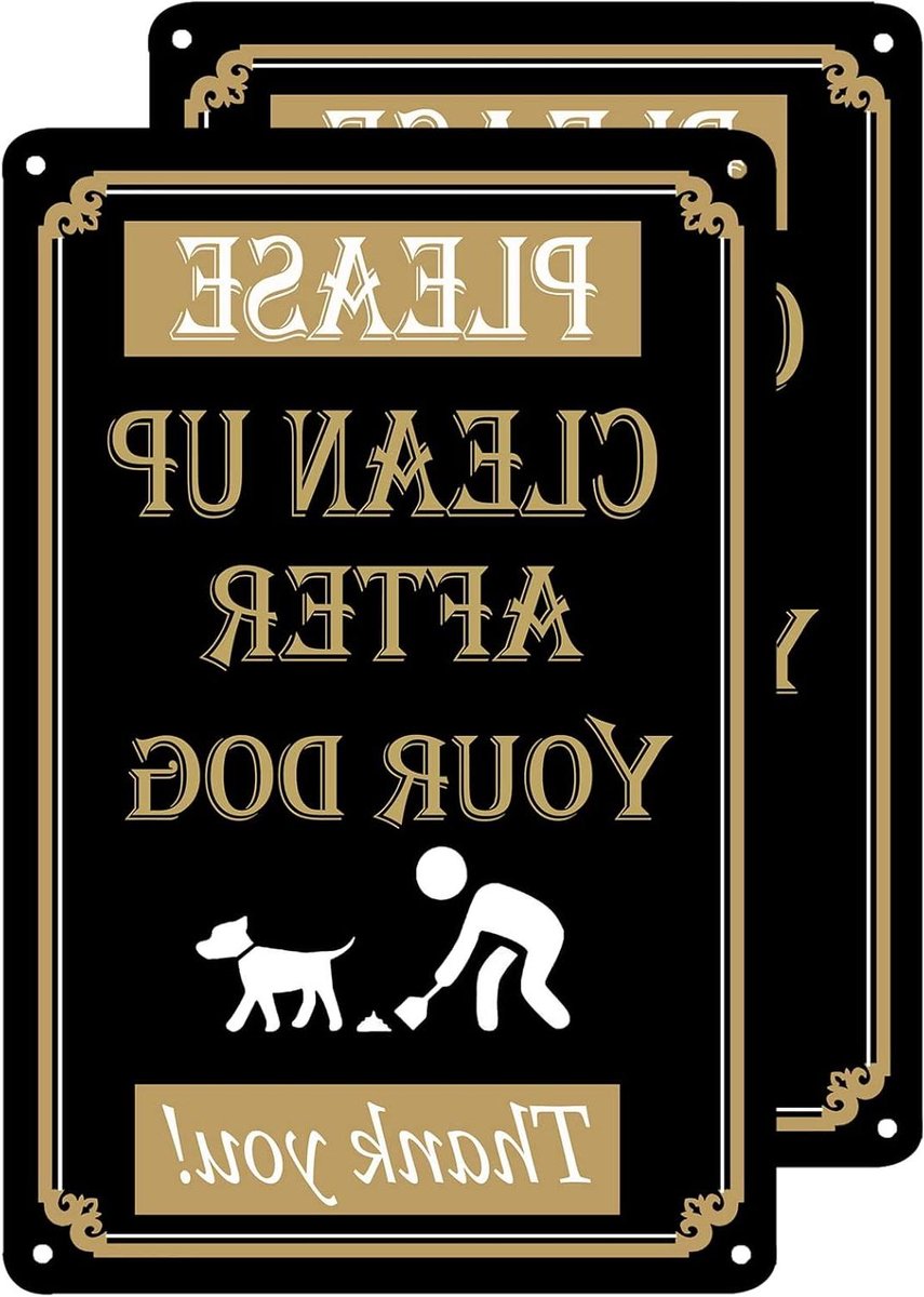 Waarschuwingsbord Hond - Hond Bordje - Hondengedrag Melden - Metaal met Vier Gaten - 20x30 cm - Zwart