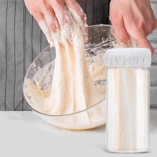 Zuurdeeg Starter Deksel - Fermentatiehoes Linnen - Deeg Laten Rijzen - Ademend Katoen Linnen - 7-12 cm Diameter - Beige — afbeelding 5