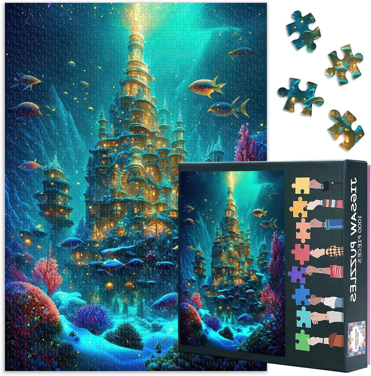 Puzzel 1000 stukjes - Legpuzzel Volwassenen - Ontspanning en Geheugen - Gedetailleerd Onderwaterontwerp - 70 x 50 cm - Onderwaterslot