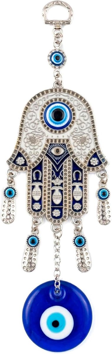 Amulet Turks Oog - Boze Oog Geluksbrenger - Bescherming Huis - Handgemaakt Blauw Glas - 1 Aantal - Blauw