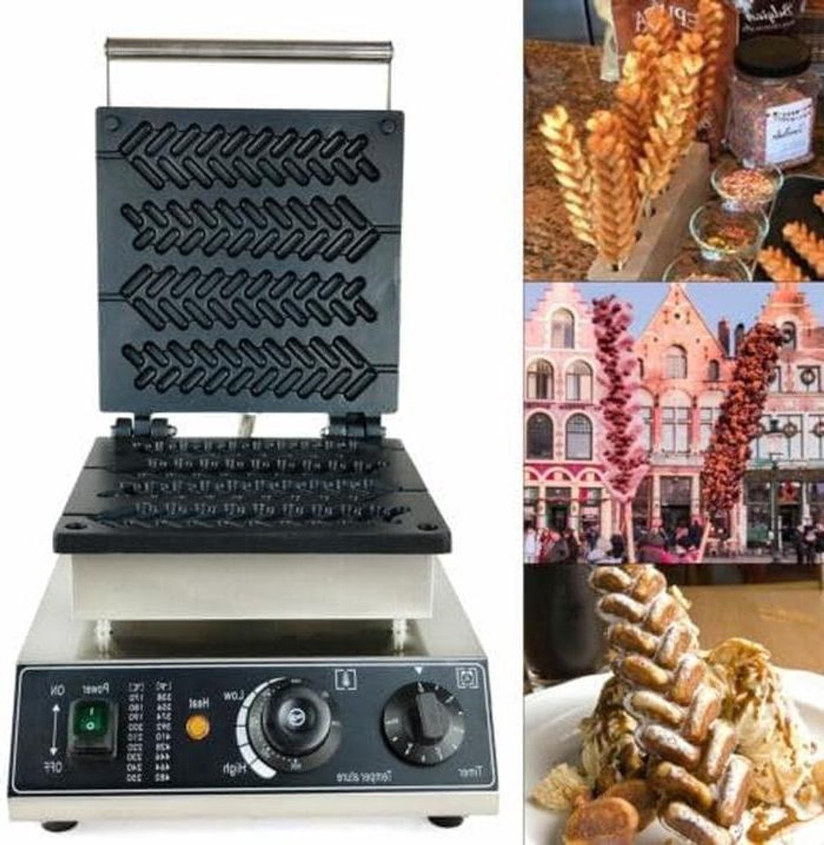 Wafelijzer - Wafelmachine - Snacks Maken - Non-stick Coating - 4 Wafels - Zwart