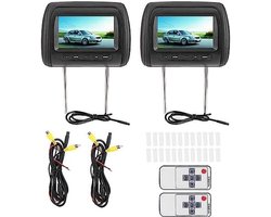 Hoofdsteun Auto LCD - Videomonitor Verstelbaar - Reis Entertainment - Draadloze Bediening - 7 Inch - Zwart