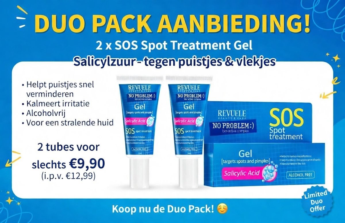 Revuele Salicylzuur Acne Gel Duo 25ML – Snel Tegen Puistjes & Mee-eters, Vette Huid