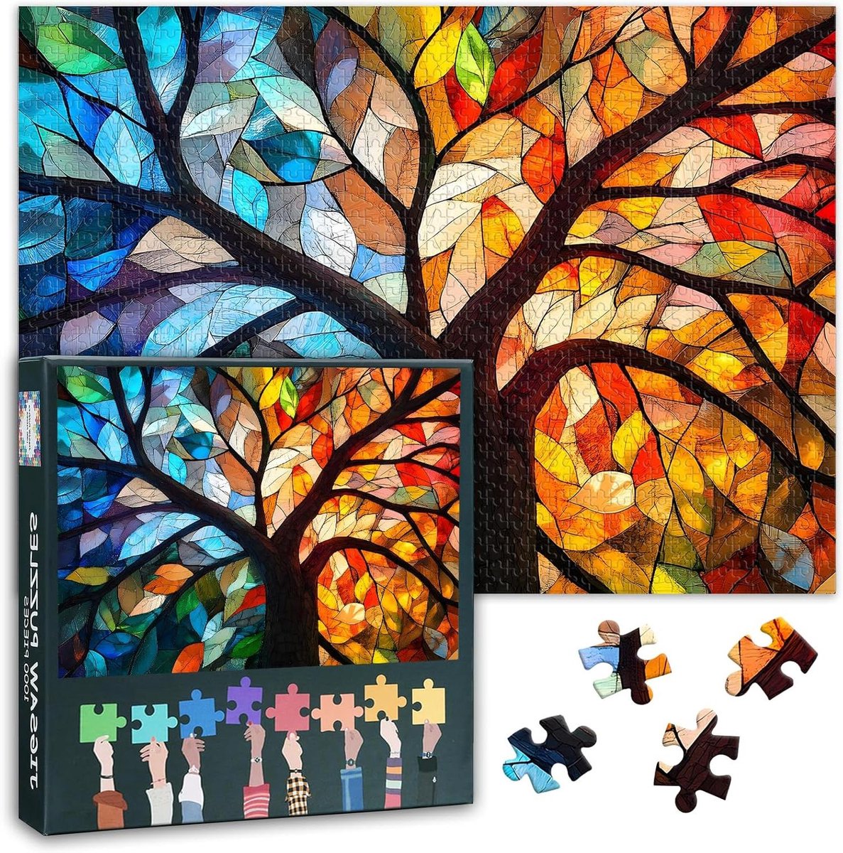 Legpuzzel Bladeren - Puzzel Volwassenen - Ontspanning en Uitdaging - Gedetailleerd Afbeeldingsontwerp - 70 x 50 cm - Multicolor