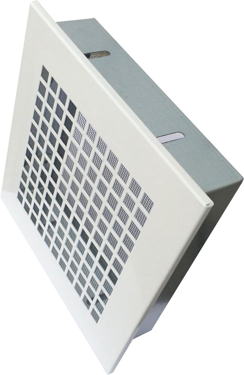 Ventilatierooster - Rooster met frame - Ventilatie verbeteren - Met insectenbescherming - 18.5 x 18.5 cm - Wit