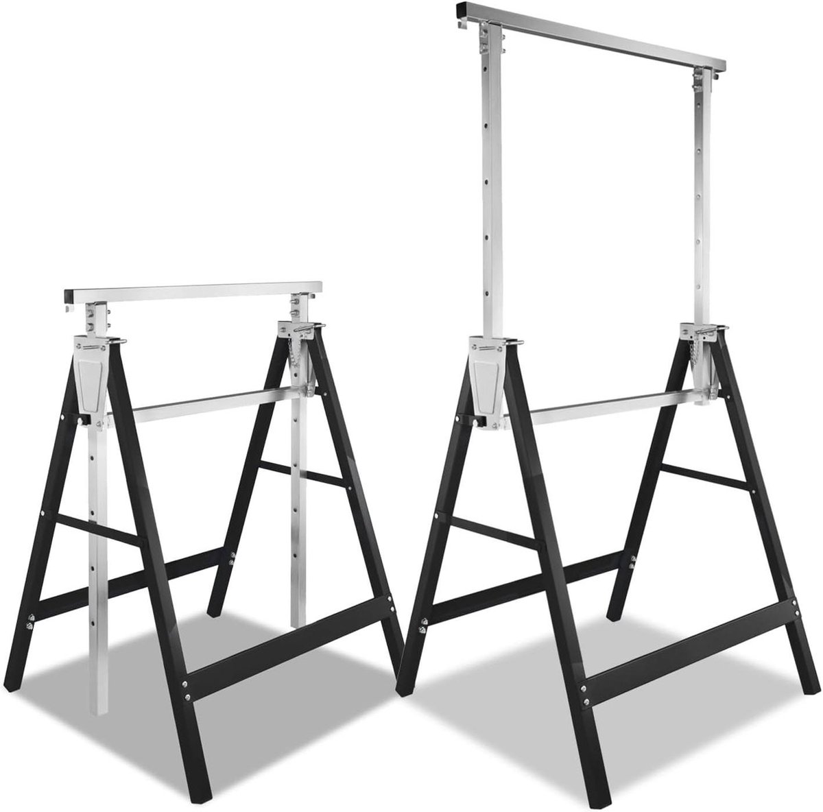 Werkbok set - Klapbok zaagbok - Werkstukken Stabiliseren - 7-voudig in hoogte verstelbaar - Max. 200 kg - Zwart