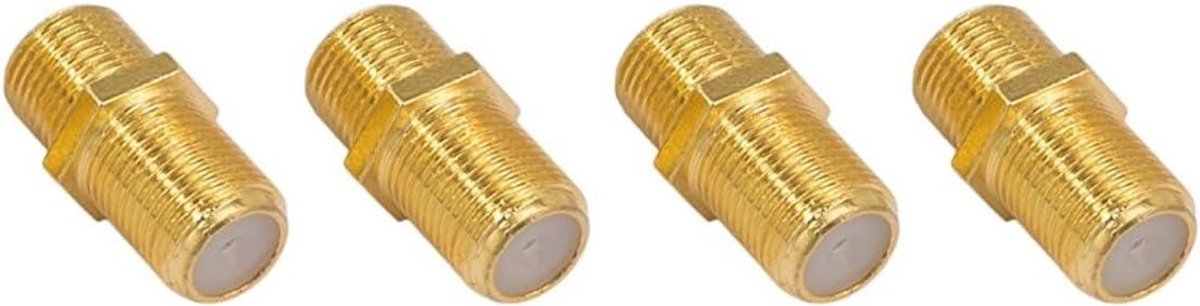 F-stekker aansluiting - Coax connector - Satelliet aansluiten - Gouden contacten - 4 stuks - Goud