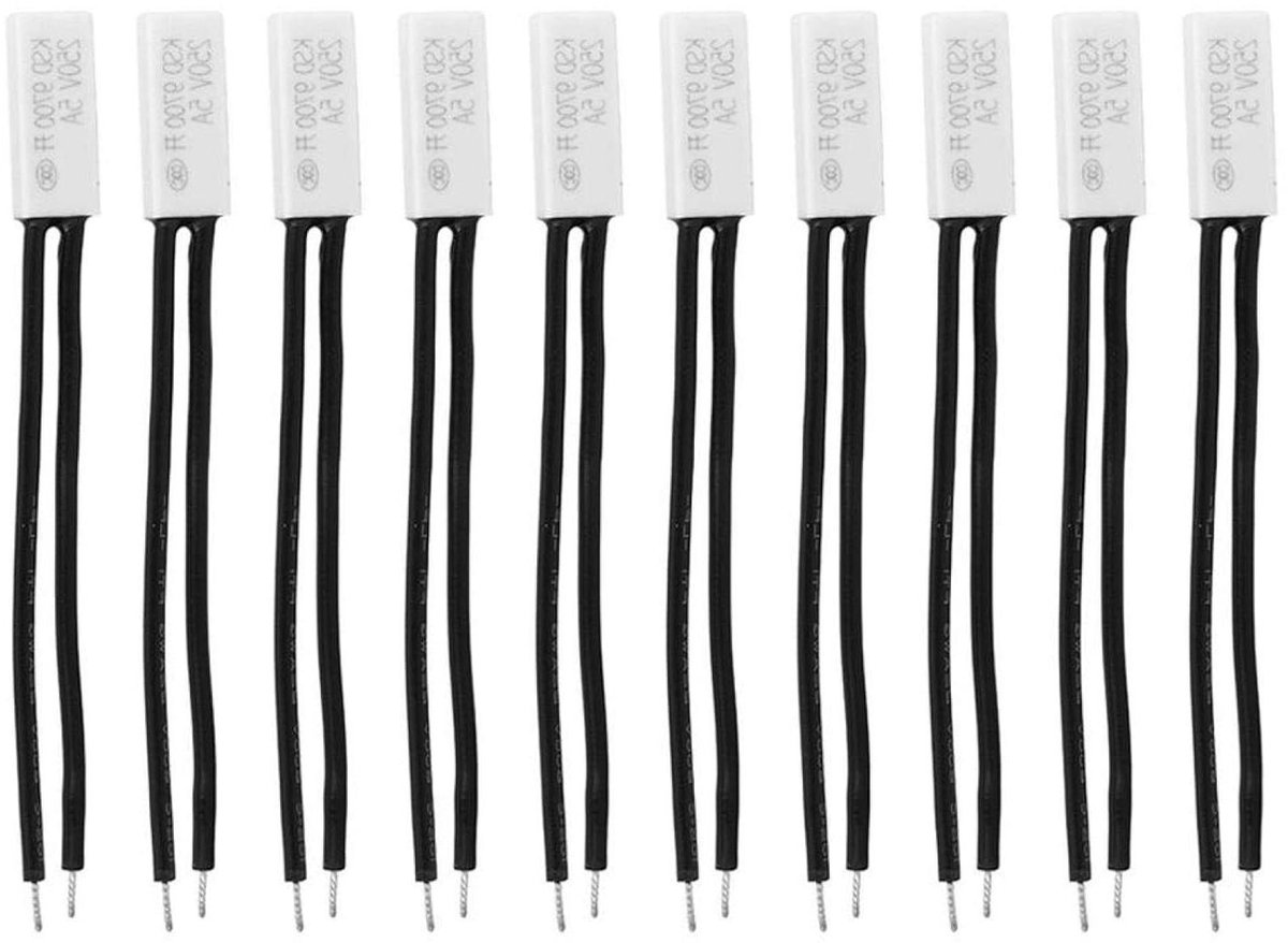 Temperatuurschakelaars 10 stuks - Thermostaatregelaars thermische beschermer - Apparaten beschermen - Normaal open contact - 75 ℃ - Wit