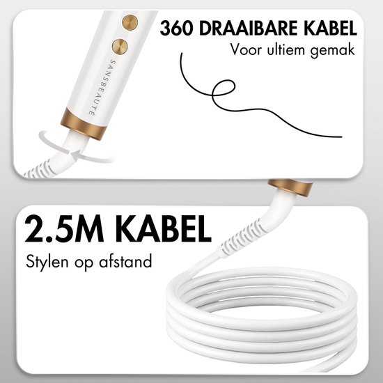 Sansbeauté® Blowout 3-in-1 Thermal Brush 38 mm - Keramische Warmteborstel - Multistyler - Airstyler - Haarborstel - Krulborstel - Haarborstel - Stijlborstel - Warmteborstel - Volume en Krullen - Roterende Kabel