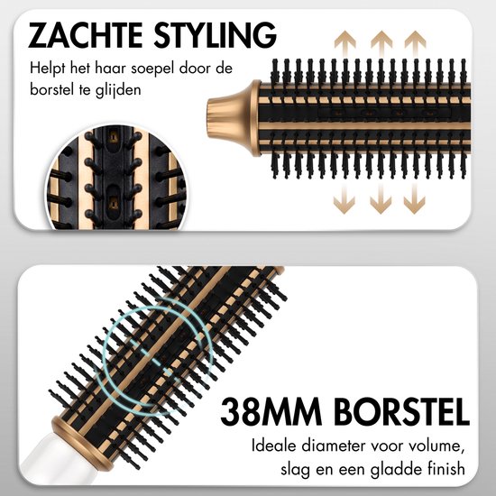 Sansbeauté® Blowout 3-in-1 Thermal Brush 38 mm - Keramische Warmteborstel - Multistyler - Airstyler - Haarborstel - Krulborstel - Haarborstel - Stijlborstel - Warmteborstel - Volume en Krullen - Roterende Kabel
