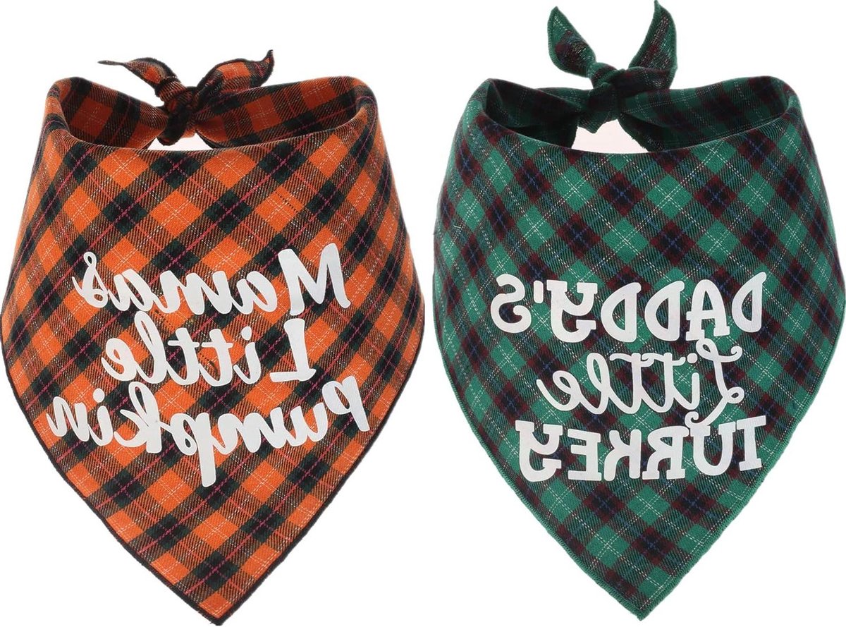 Hond Bandana Pack - Honden Sjaal - Feestelijke Hond Aankleden - Set van 2 Stuks - Medium - Plaid Patroon