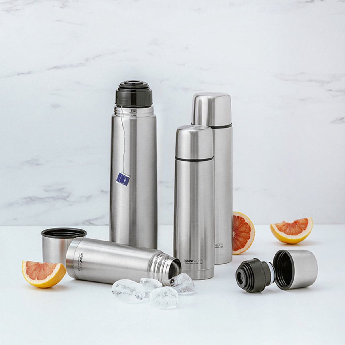 NAVA Thermoskan Thermofles RVS Dubbelwandig Geïsoleerd warm en koud 1000 ml