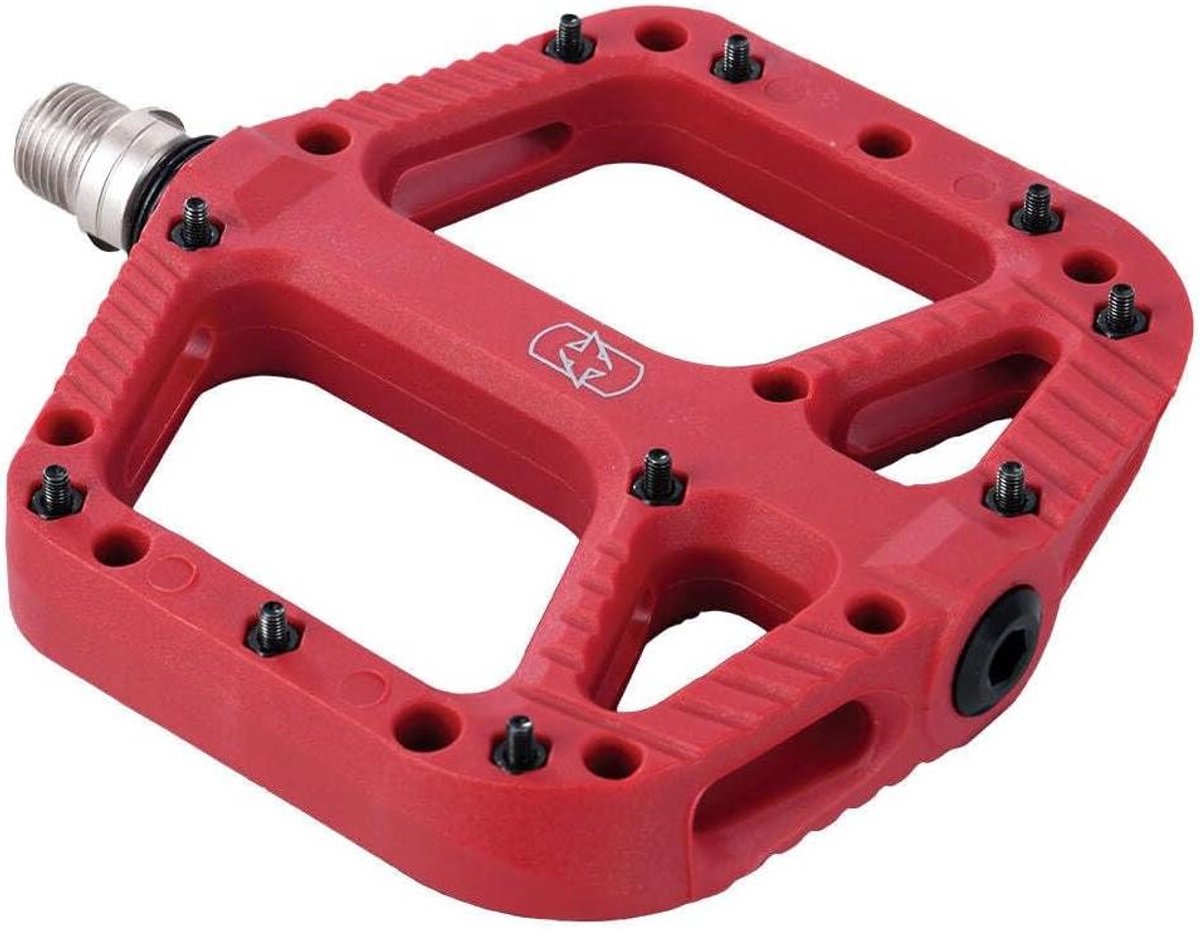 Mountainbike Pedalen - Platte Pedalen - Fietsen Trail - Hoge Impact Nylon Body - 9/16" - Rood