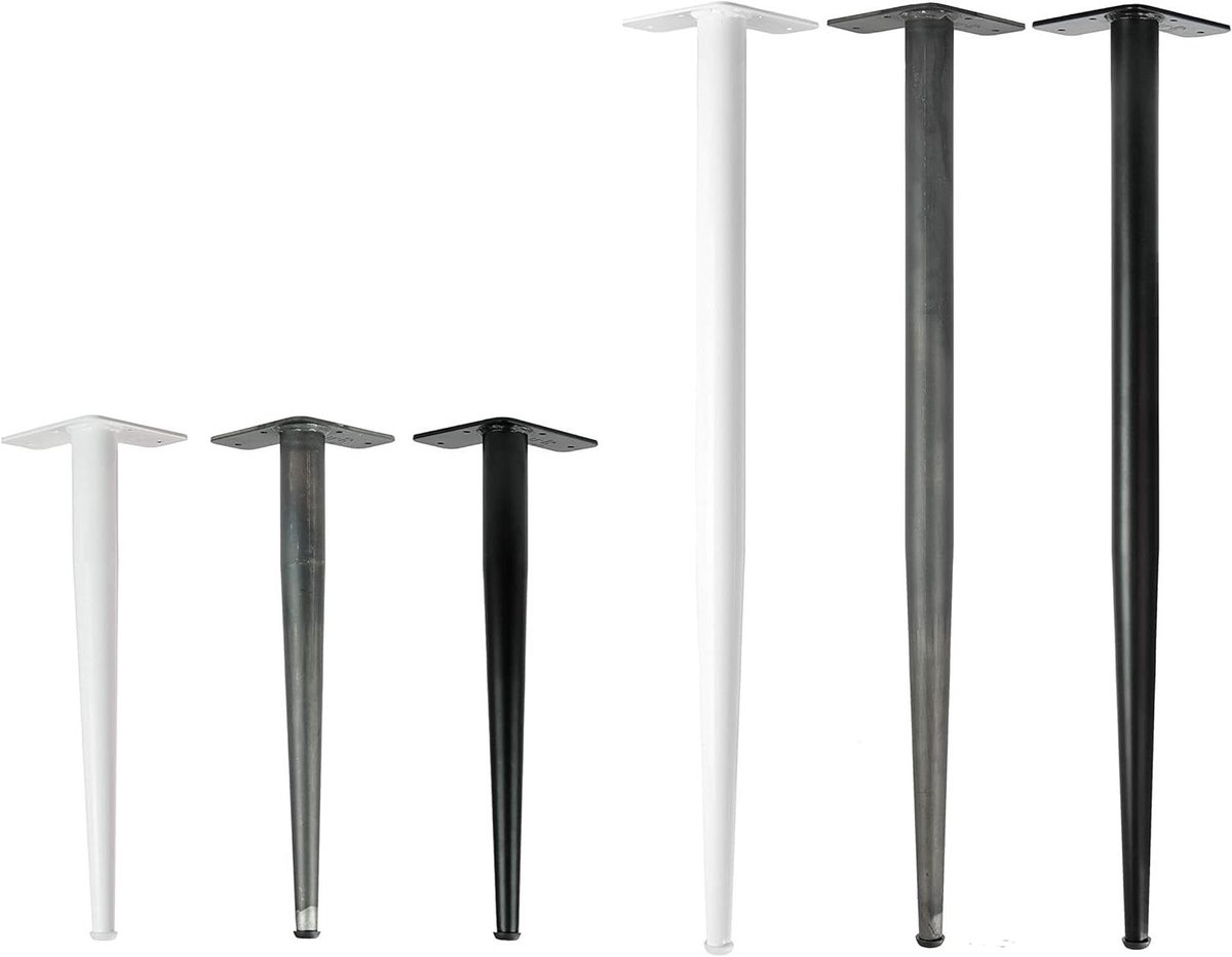 Tafelpoten Conisch - Meubelpoten Bankpoten - DIY Meubelbouw - Gepoedercoat Staal 4mm - 42 cm 4 stuks - Industrieel