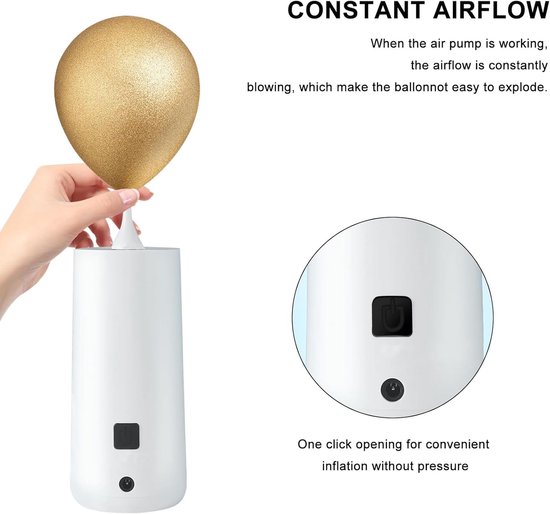 Elektrische ballonpomp voor dierenballonnen, elektrische opblaaspomp voor modelleerballonnen, ballonpomp geschikt voor ballonnen, bobo ballen, yogaballen, magische ballonnen en luchtkolommen zakken. van Merkloos — afbeelding 3