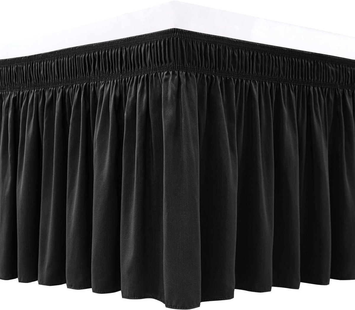 Bedrok - Bedrok met ruches - Bed opmaken - Eenvoudige installatie - 190 cm x 99 cm - Zwart