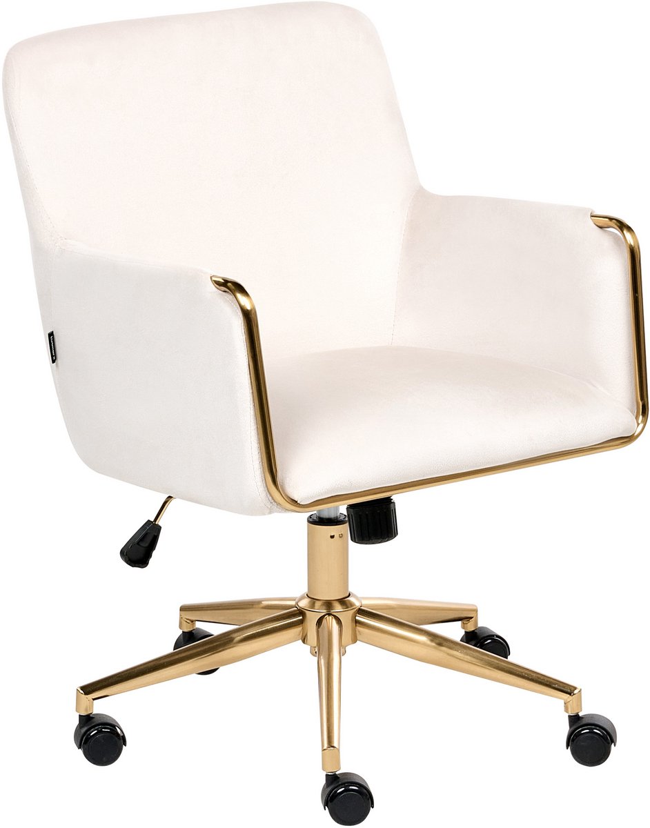 Beliani ALTONA - Bureaustoel - Off-white - Fluweel Wit
