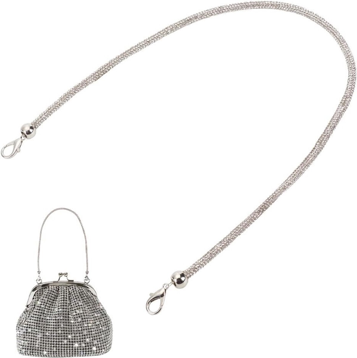 Rhinestone Tasriemen van 59 cm, 2 Stuks Metaal Handvatten voor Handtassen en Portemonnees, Luxe en Duurzaam Ontwerp