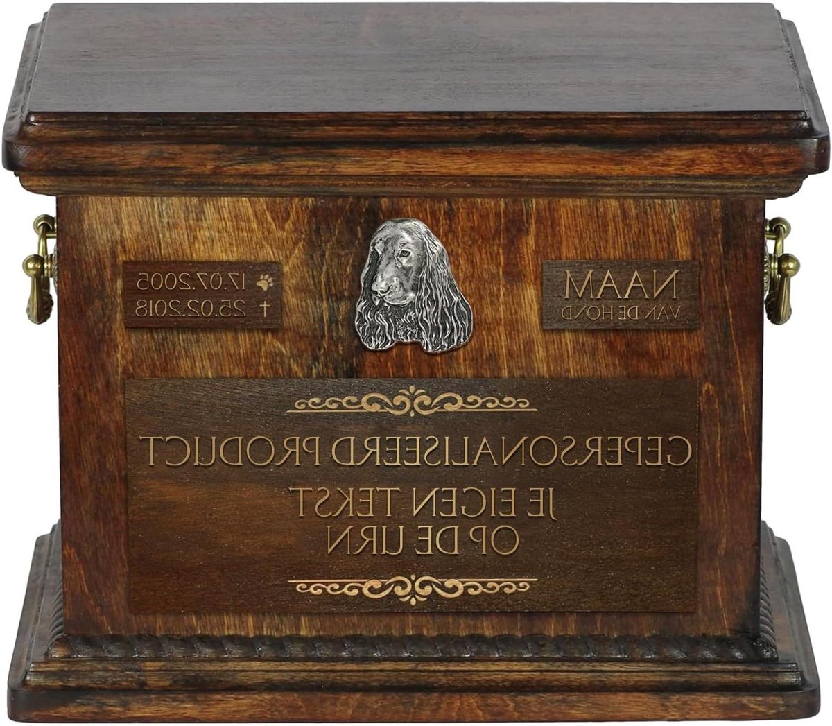 Honden Urne - Herdenkingsdoos Hond - Huisdier Herdenken - Koudgegoten Bronzen Beeld - 21x29x22 cm - Brons