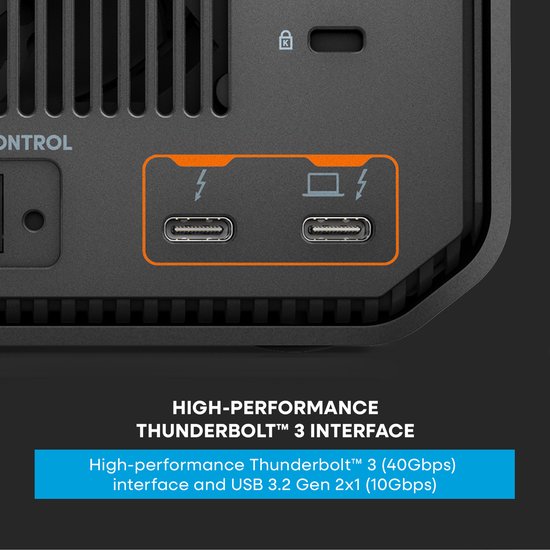 G-RAID® PROJECT 2 16TB, High-Capacity 2-Bay hardware RAID, Thunderbolt™ 3, USB-C, 7200RPM Ultrastar® Harde Schijf (HDD), tot 510MB/s schrijven. JBOD – Desktop RAID — afbeelding 3
