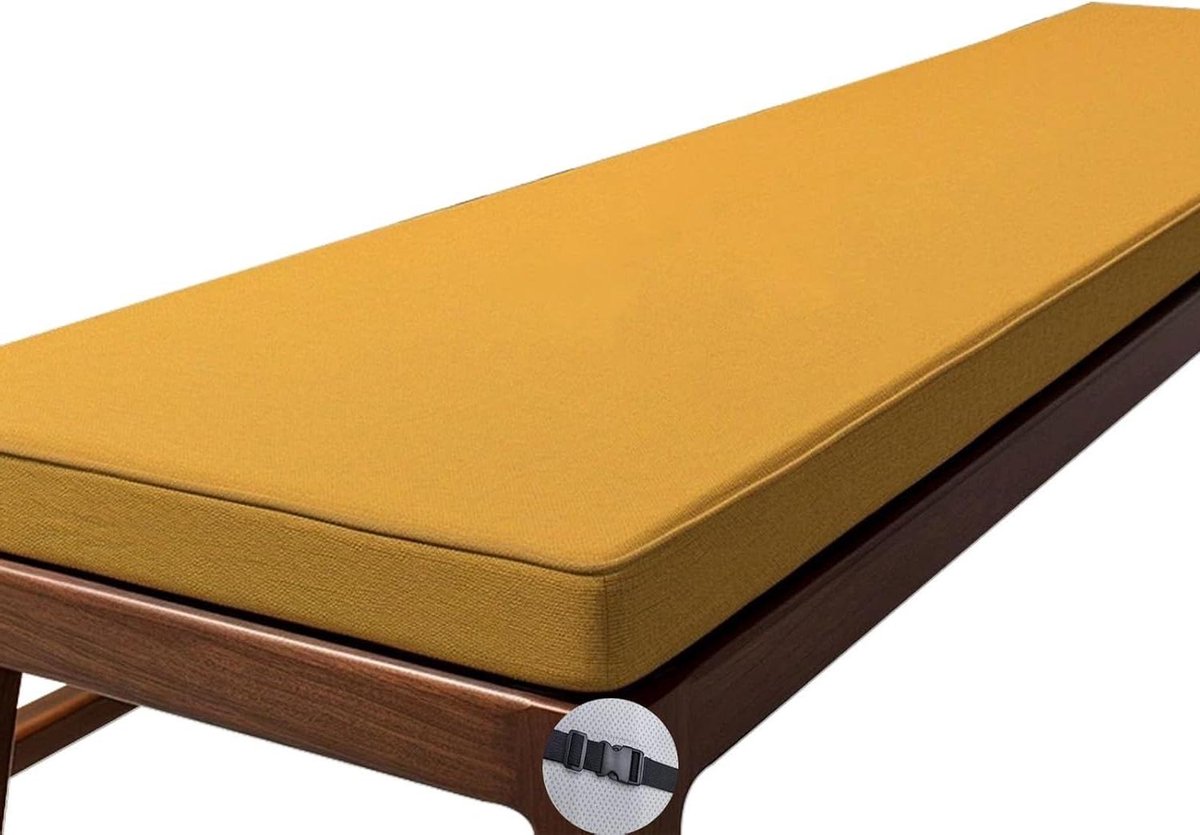 Bankkussen - Zitkussen Stoelkussen - Buiten Zitten - Dubbele Antislip - 170x30cm - Geel